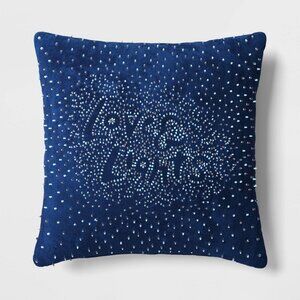 NEW! Love and Lights Beaded Square Throw Pillow Dark Blue - Threshold - 12"x12"